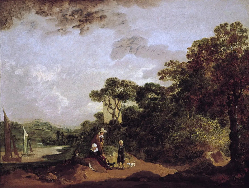 Skogkledd elveutsikt med bønder som hviler og kirkespiret - Thomas Gainsborough

Source:
Paysage fluvial boisé avec paysans au repos et clocher d'église - Thomas Gainsborough