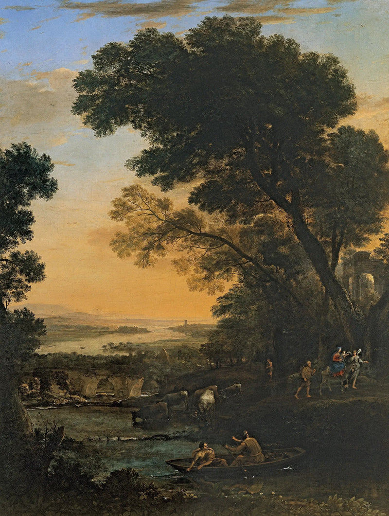 Idyllisk landskap med flukten til Egypt - Claude Lorrain