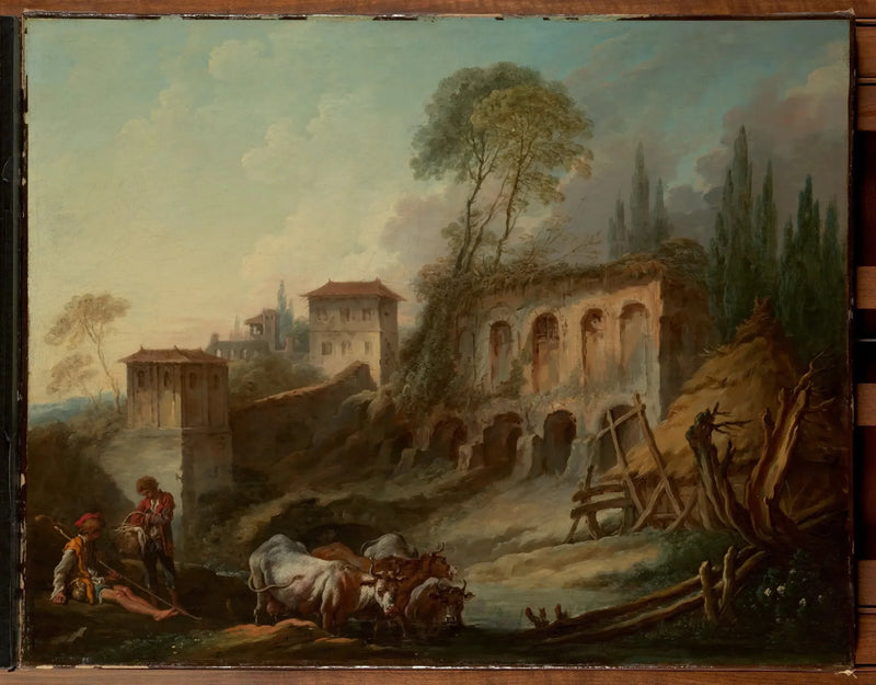 Fantasibilde med Palatinerhøyden sett fra Campo Vaccino - François Boucher
