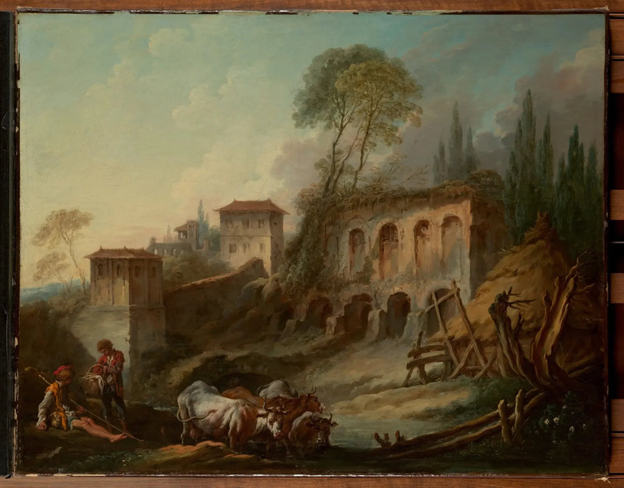 Fantasibilde med Palatinerhøyden sett fra Campo Vaccino - François Boucher