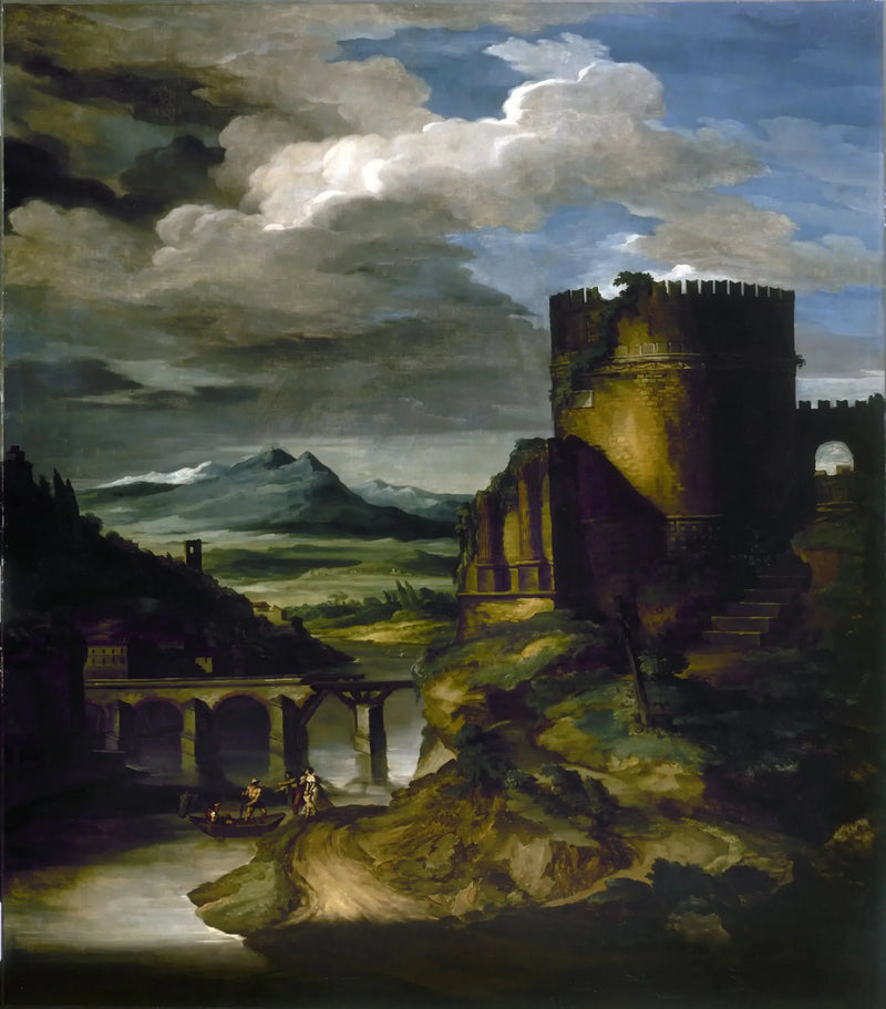 Italiensk landskap ved graven - Théodore Géricault