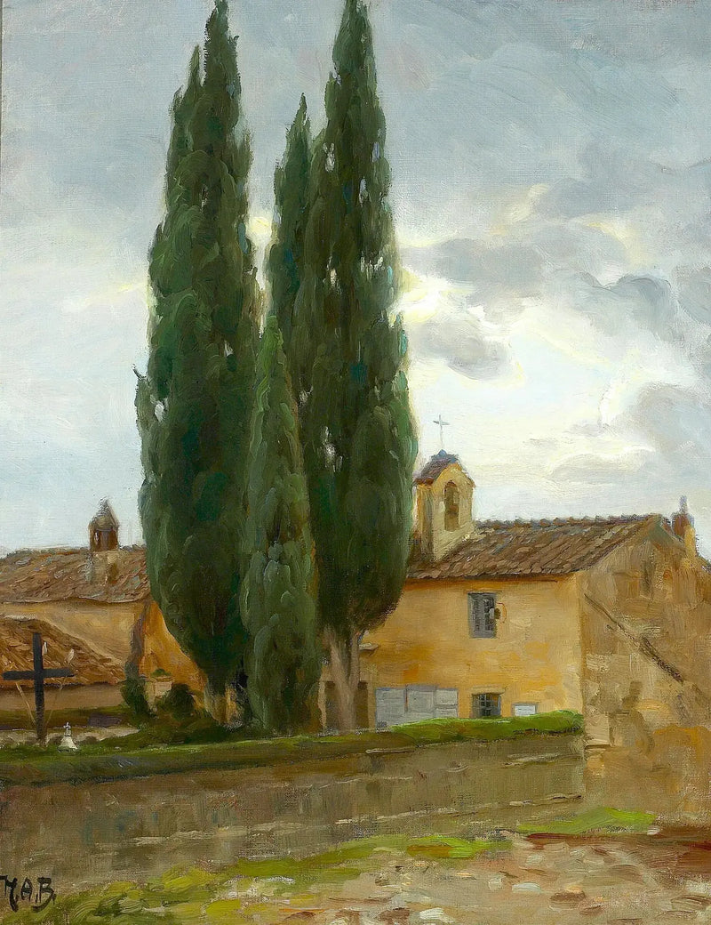 Italiensk landskap med et kloster og furutrær. - H. A. Brendekilde

Source:
Paysage italien avec un monastère et des pins. - H. A. Brendekilde