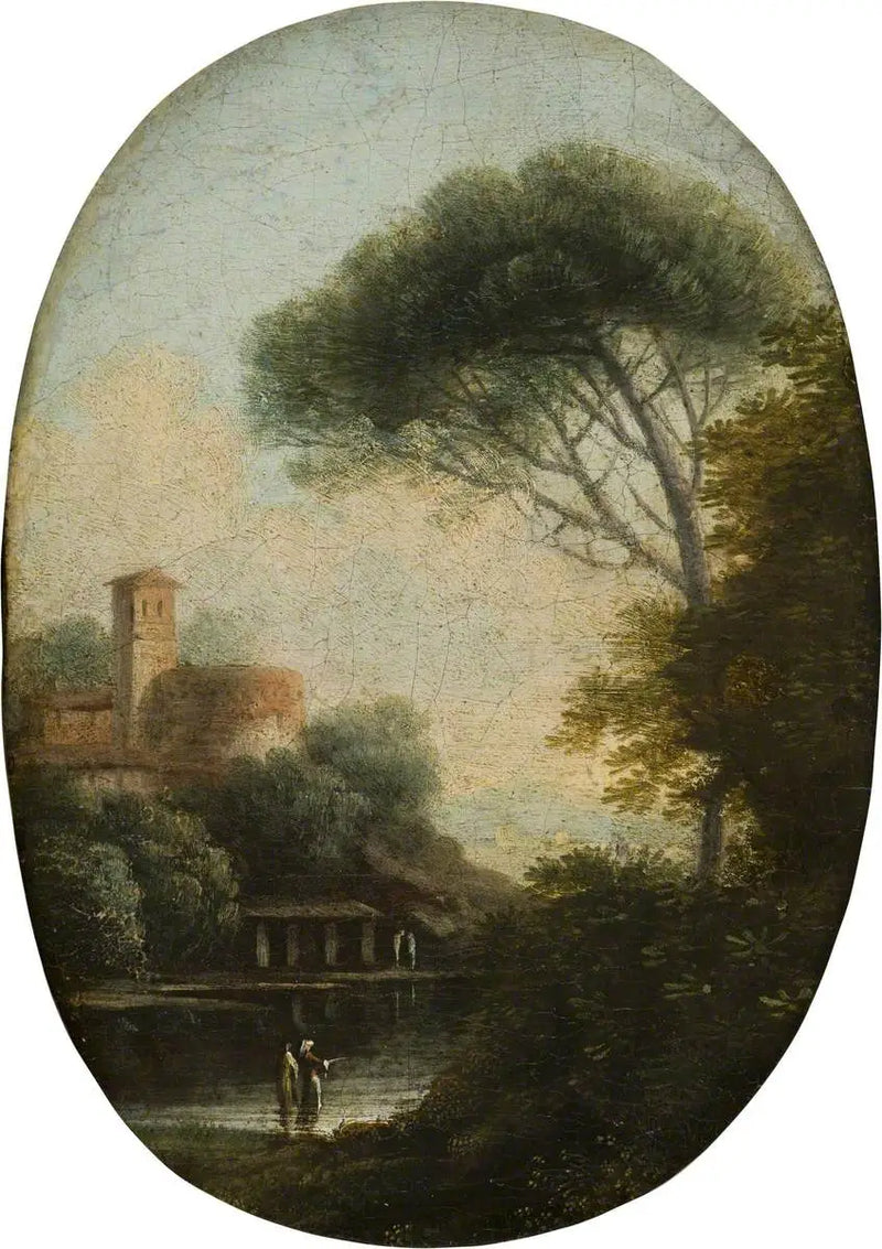 Skogkledd innsjølandskap - Claude Lorrain