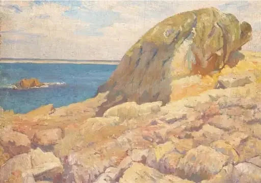 Paysage : Le rocher devant la mer - Robert Delaunay image 1 tableau peint à l’huile sur toile