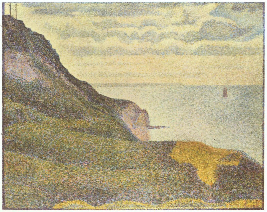 Maritimt landskap i Port-en-Bessin, Normandie - Georges Seurat