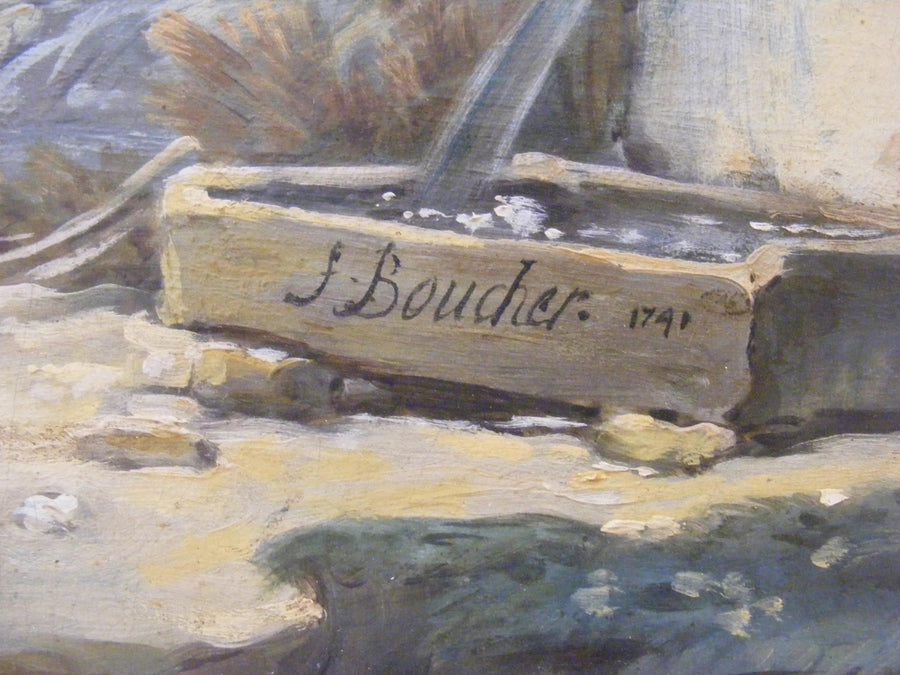 Landskap med landsby ved elven - François Boucher