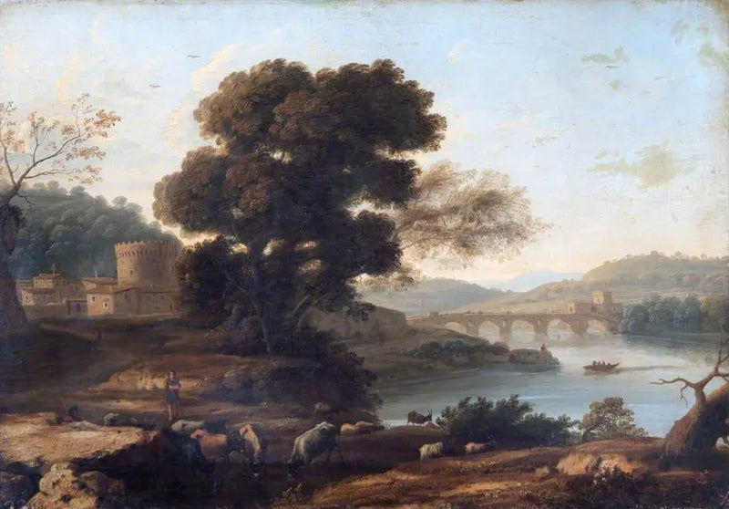 Landskap med pastoral med Ponte Molle, Roma - Claude Lorrain