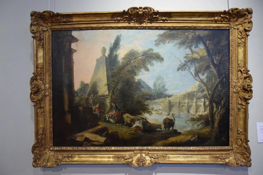Landskap med pastoral og obelisk - François Boucher