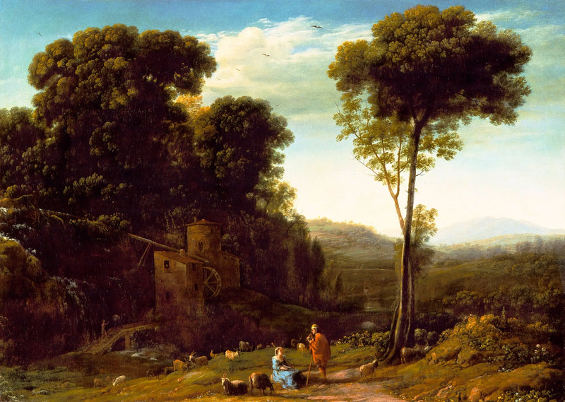 Landskap med en gård og en vindmølle - Claude Lorrain