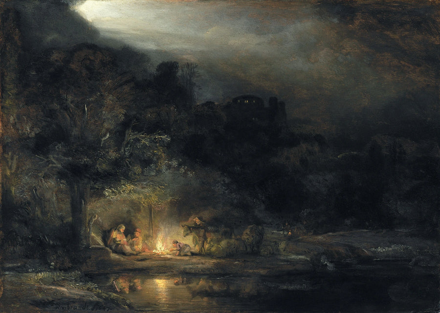 Landskap med hvile under flukten til Egypt - Rembrandt