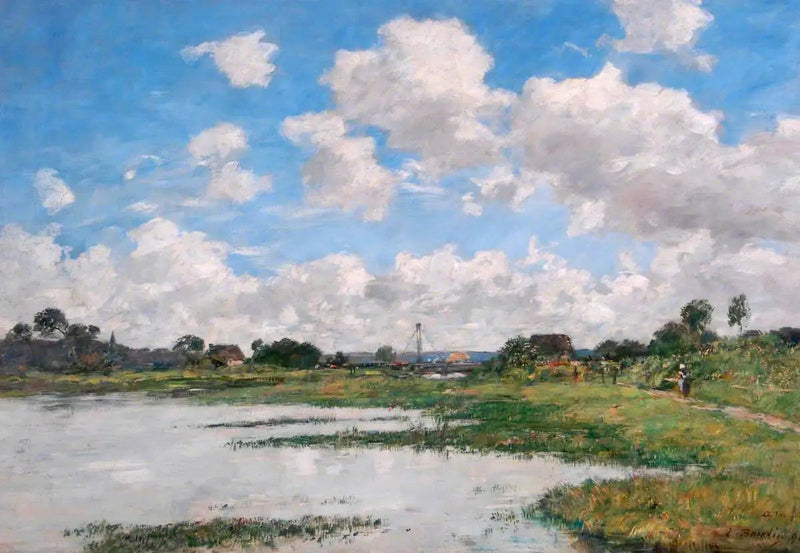 Landskap, elv Touques, Normandie - Eugène Boudin
