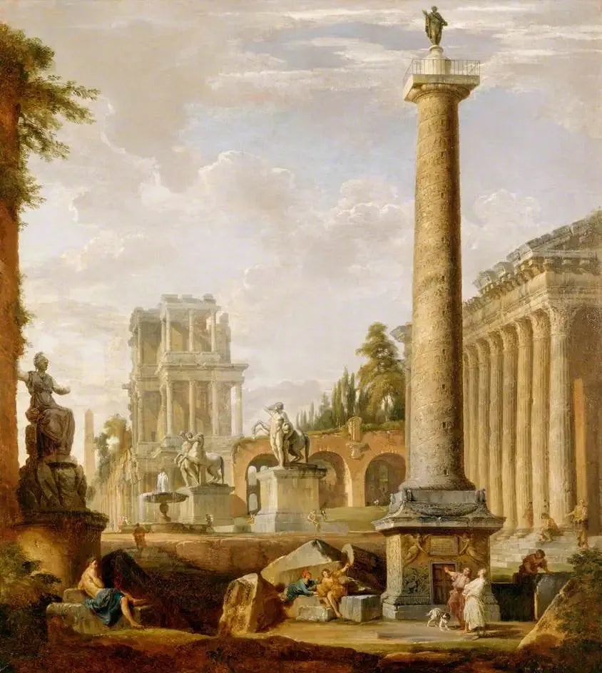 Romersk landskap med Trajan-søylen - Giovanni Paolo Panini

Source:
Paysage romain avec la colonne de Trajan - Giovanni Paolo Panini