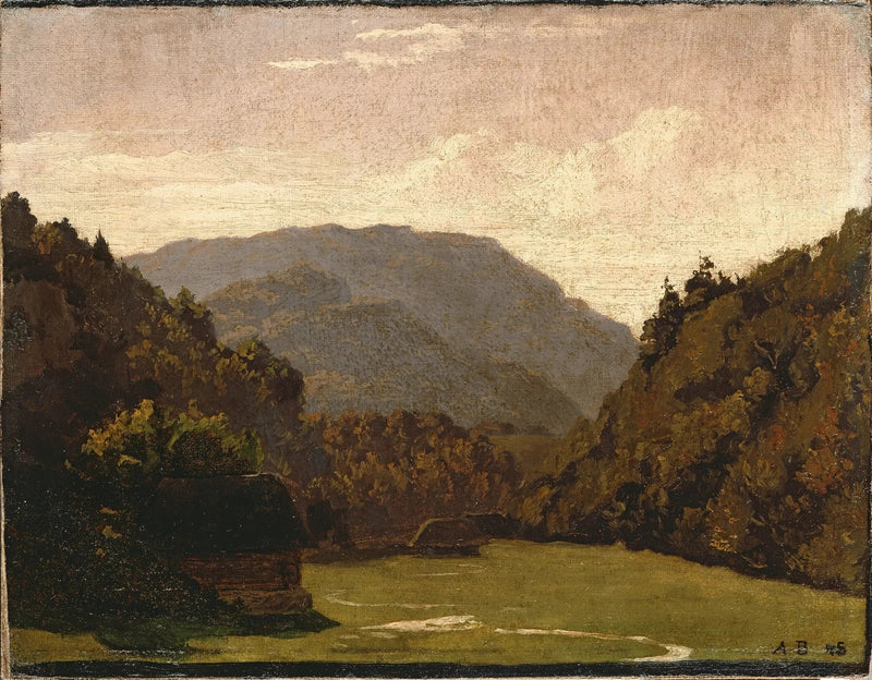 Bakket landskap med tømmerhytter og en bekk i sletten - Arnold Böcklin

Source:
Paysage vallonné avec des cabanes en rondins et un ruisseau dans la plaine - Arnold Böcklin
