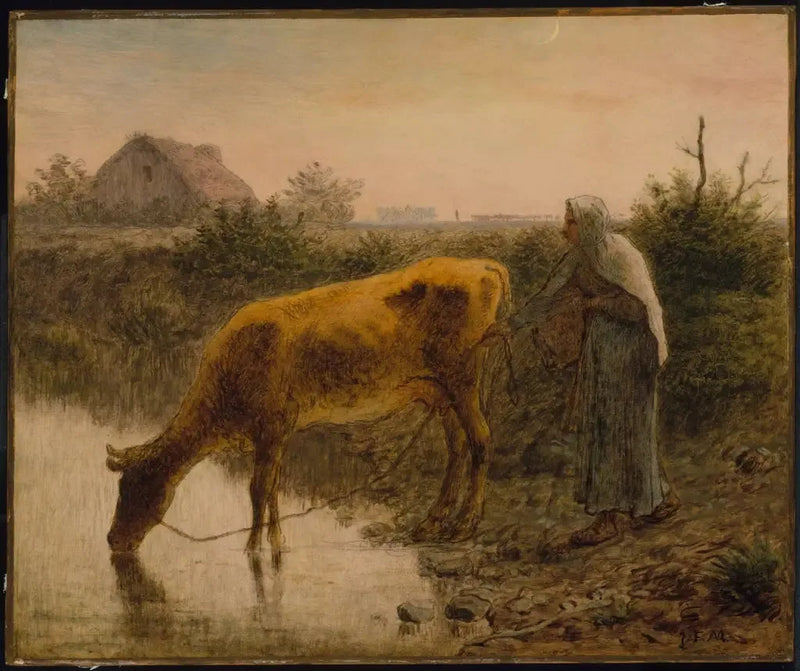Bonde som gir vann til kua - Jean-François Millet