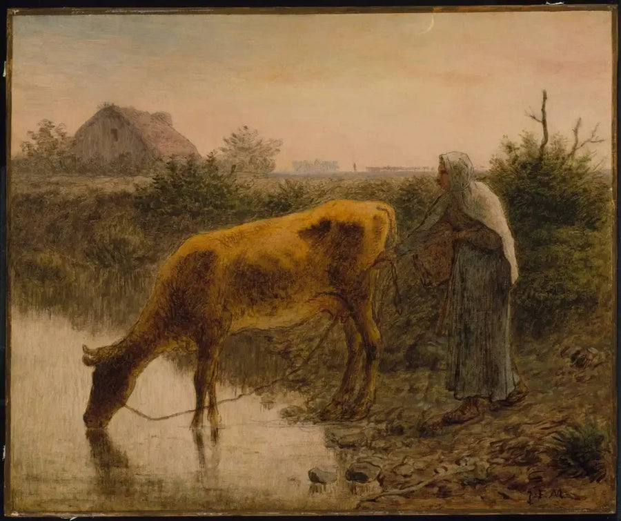 Bonde som gir vann til kua - Jean-François Millet