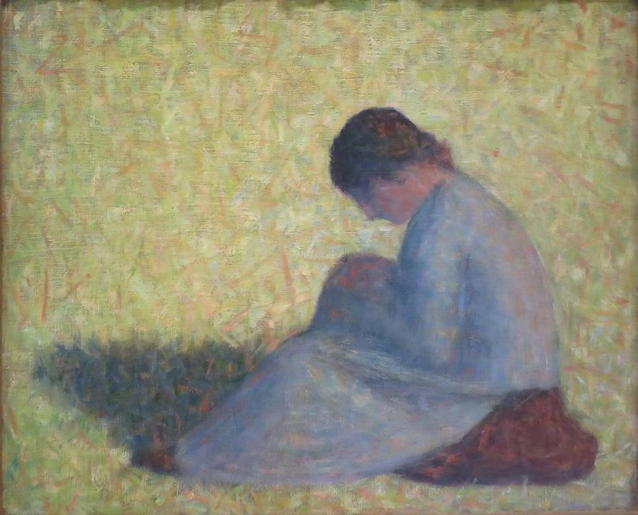 Sittende bonde i gresset - Georges Seurat