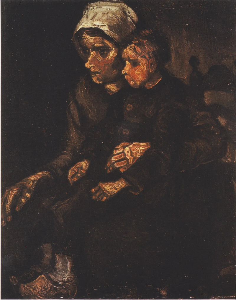 Bondekvinne med et barn på fanget - Vincent van Gogh