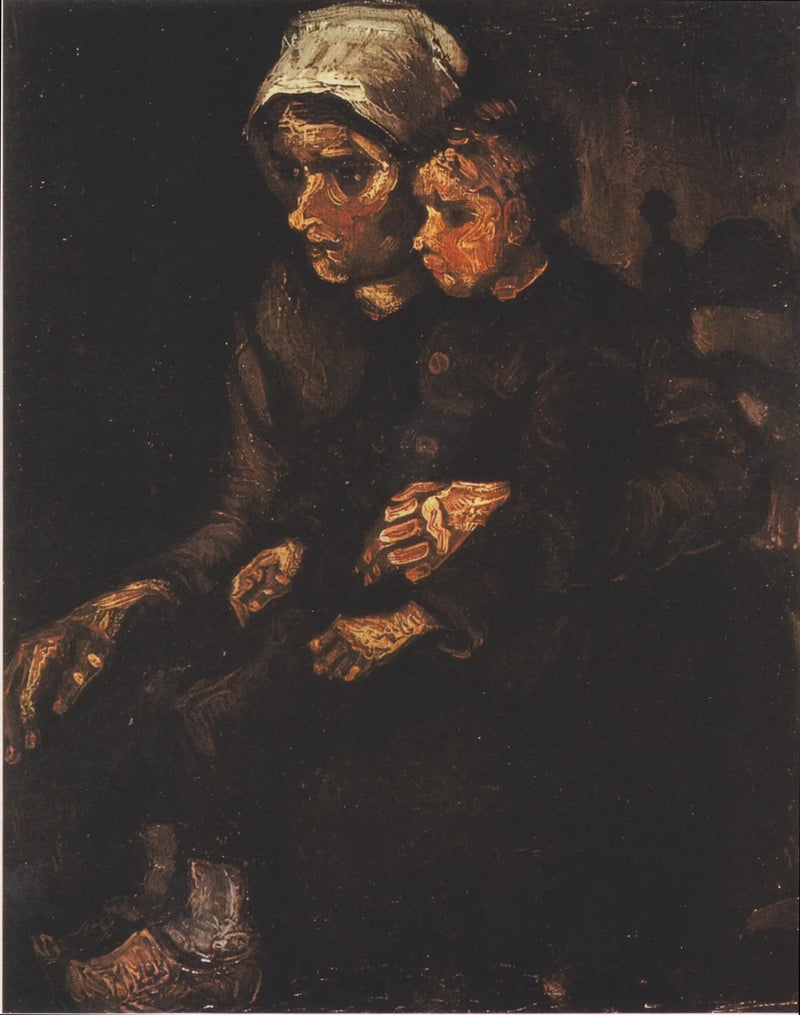 Bondekvinne med et barn på fanget - Vincent van Gogh