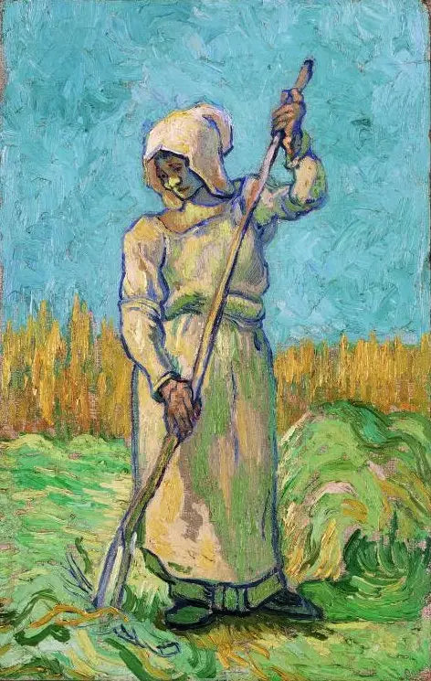 Bondekvinne med en rive (etter Millet) - Vincent van Gogh