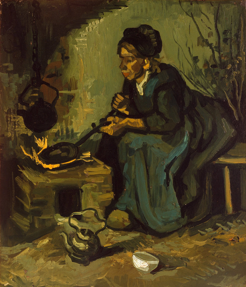 Bondekvinne som lager mat. - Vincent van Gogh
