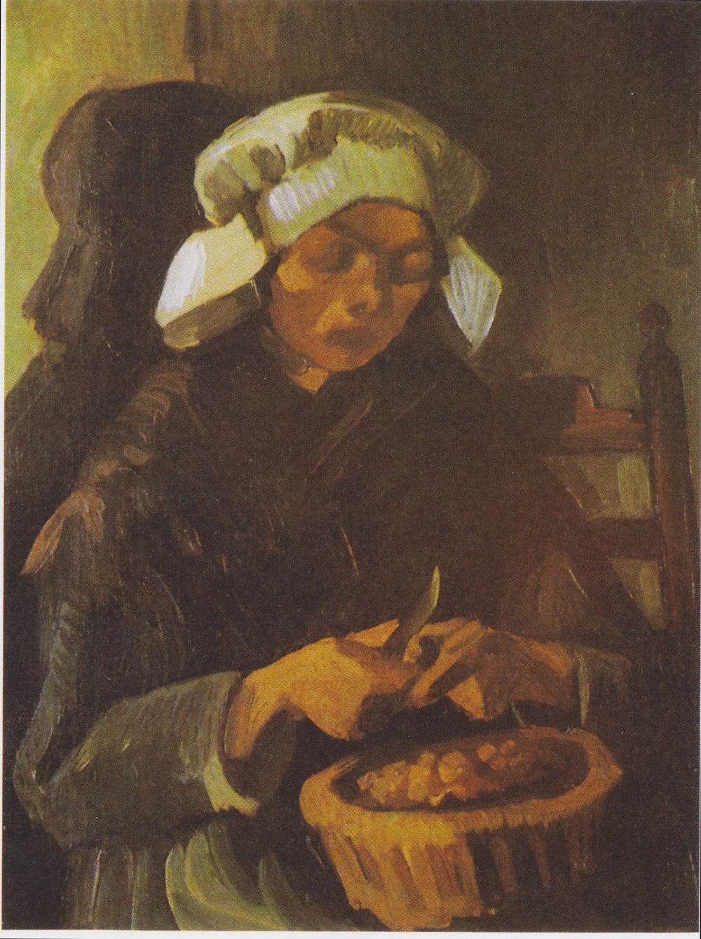 Paysanne épluchant des pommes de terre - Vincent van Gogh image 1 reproduction artisanale de tableau
