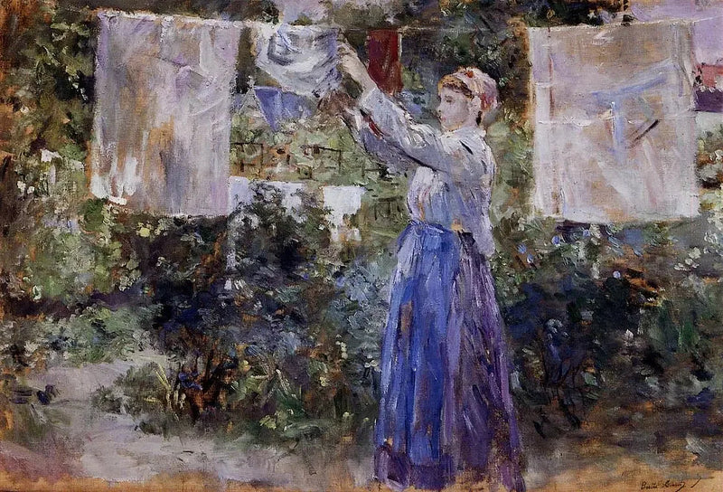Kvinne som henger opp klær - Berthe Morisot