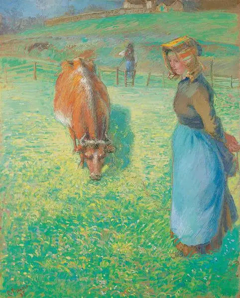 Bonde som passer en ku, Osny - Camille Pissarro
