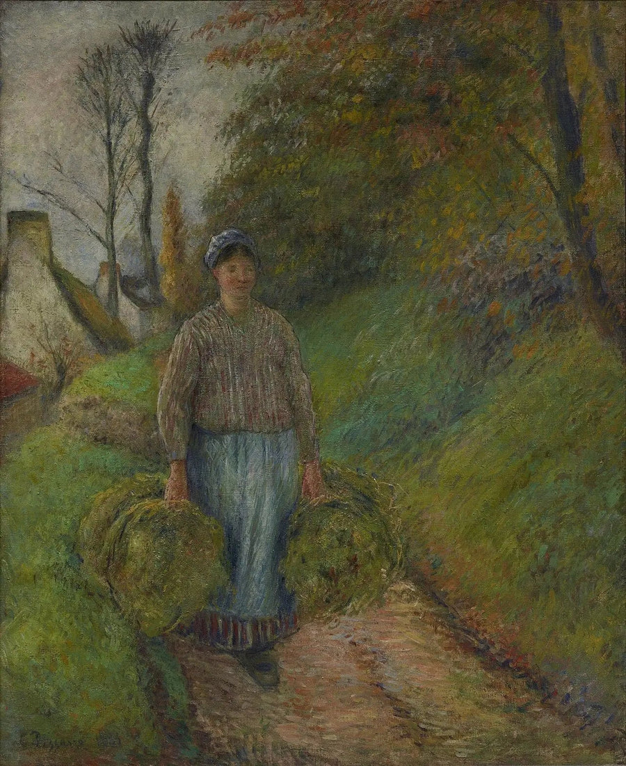 Bonde som bærer to høyballer - Camille Pissarro