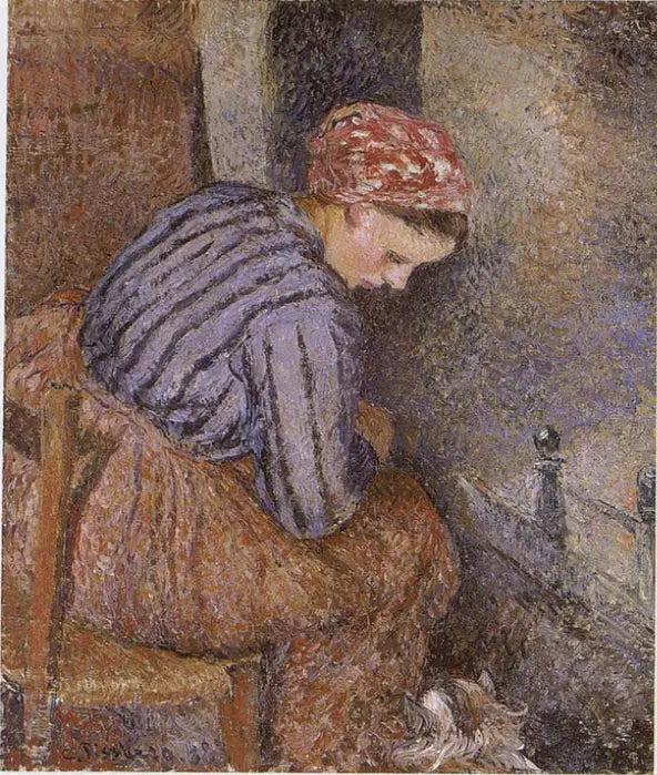 Bonde som varmer seg - Camille Pissarro
