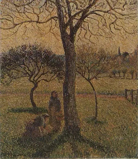 Bønder nær en valnøtt - Camille Pissarro