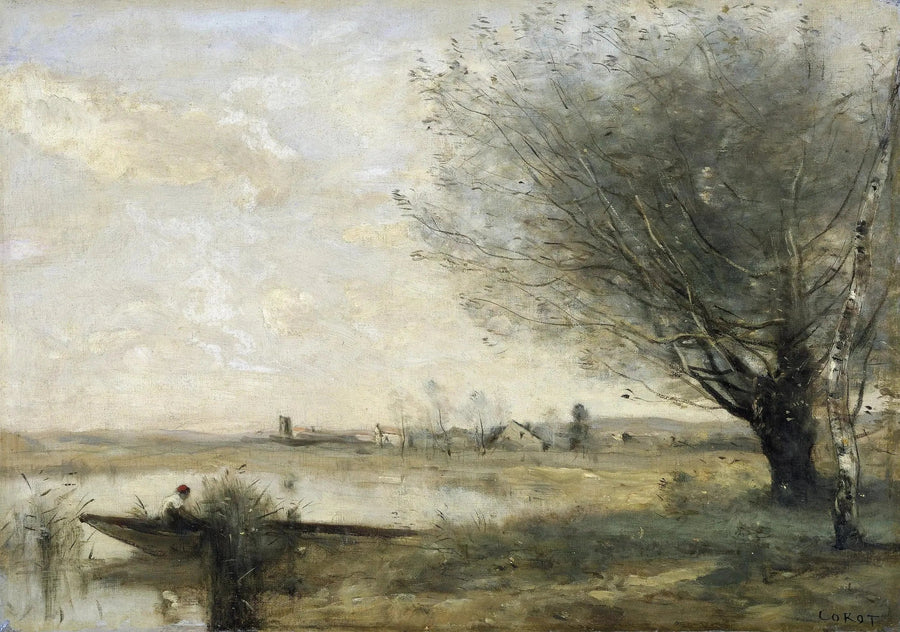 Fisker ankret ved en bredd - Jean-Baptiste Camille Corot