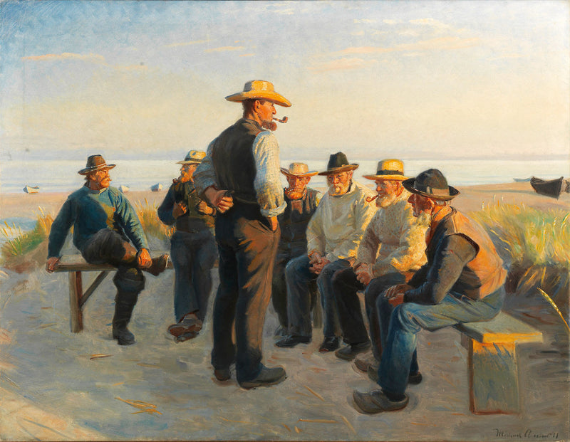 Pêcheurs se reposant sur Skagen Sydstrand un soir d'été. - Michael Peter Ancher