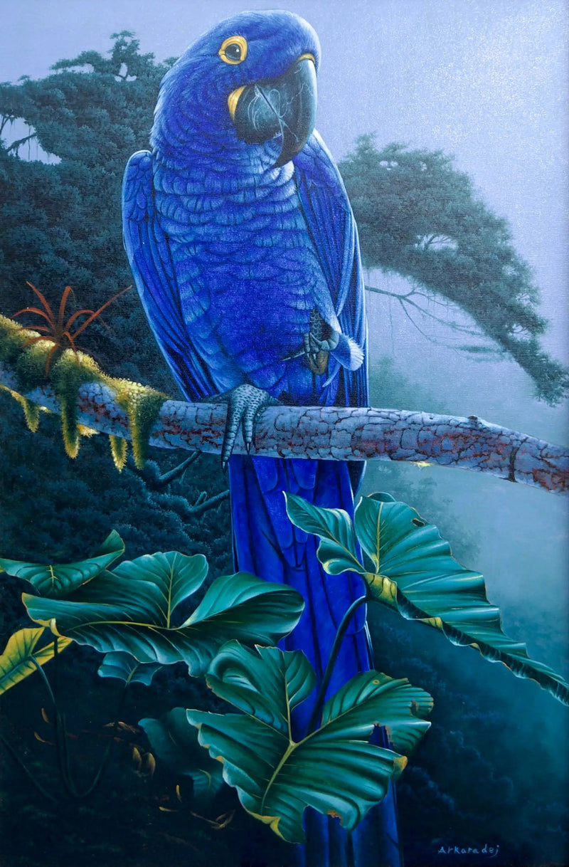 Blå Papegøye i Jungelen | 60 x 90 cm