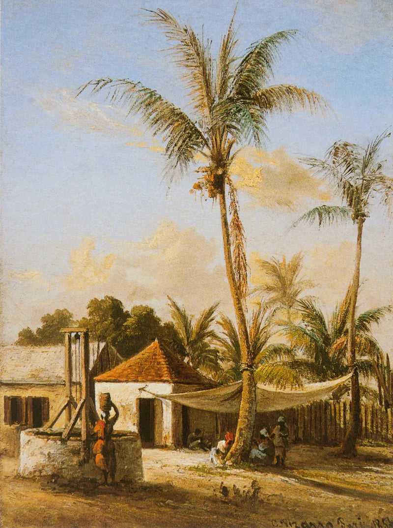 Personasje som hviler i en landsby nær en brønn - Camille Pissarro