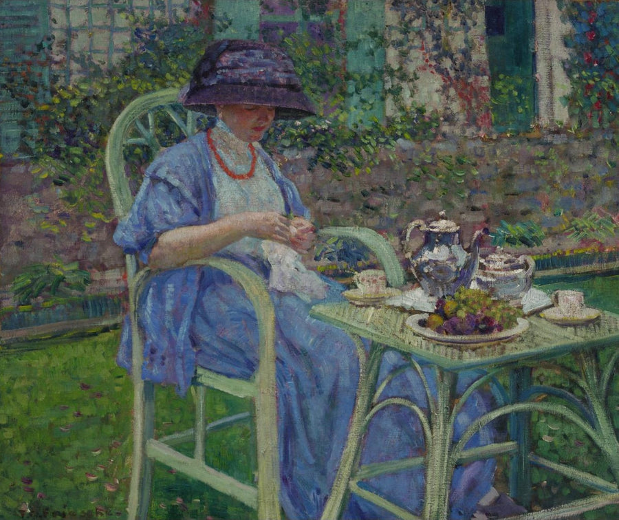 Frokost i hagen - Frederick Carl Frieseke