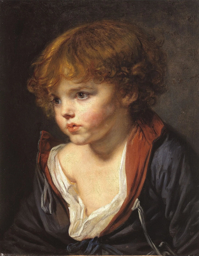Liten blond gutt med åpen skjorte - Jean-Baptiste Greuze