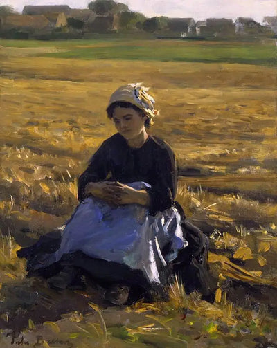 Petit glaneur assis dans le champ - Jules Breton - Alpha Reproduction