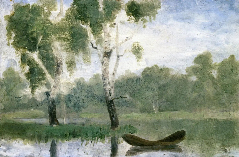 Liten innsjø med båt - Edvard Munch
