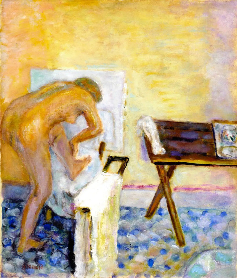 Liten naken kvinne bøyd fremover - Pierre Bonnard