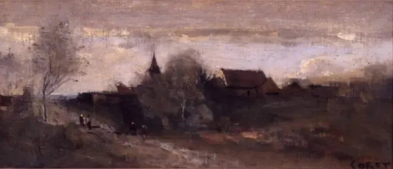 Liten landsby i Morvan - Jean-Baptiste Camille Corot