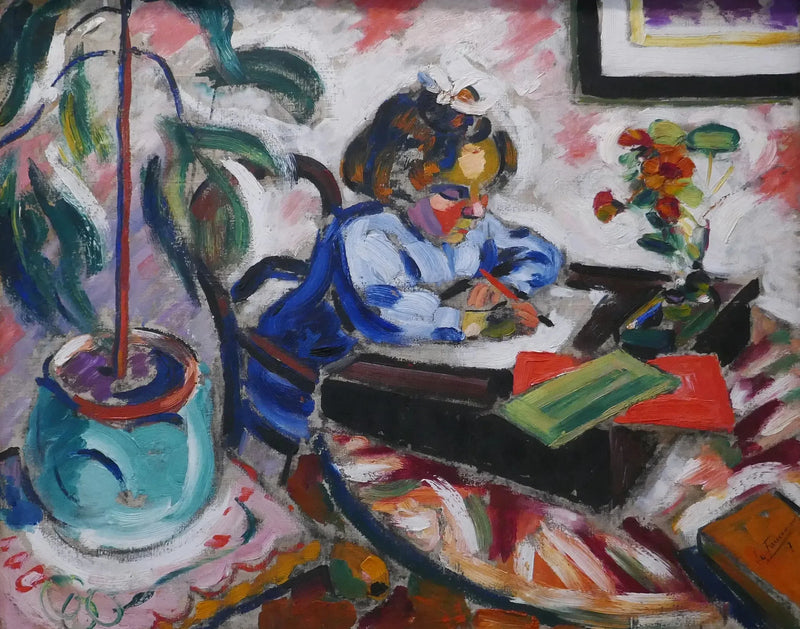 Liten skolejente - Henri Le Fauconnier