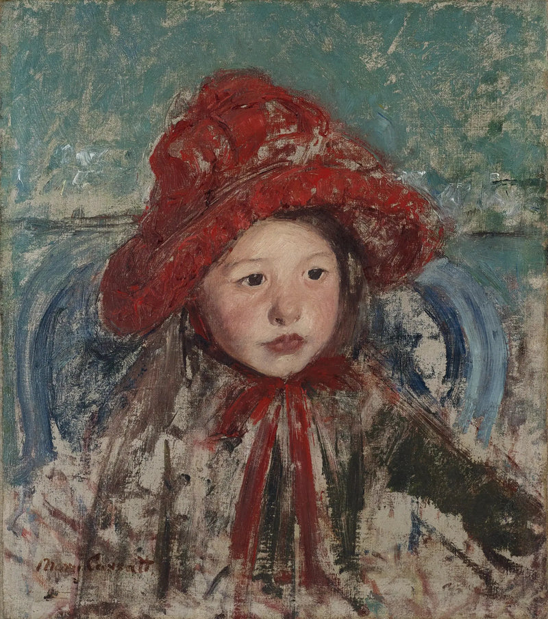 Liten jente med stor rød hatt - Mary Cassatt