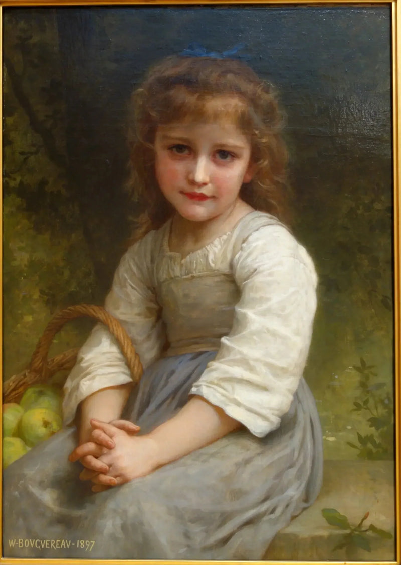Liten jente med en kurv med epler - Bouguereau