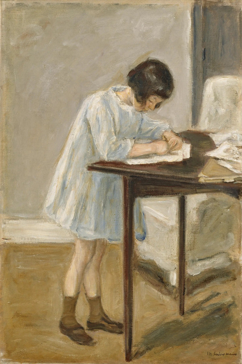 Barnebarn (stående jente som skriver) - Max Liebermann