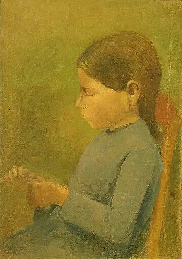 Liten jente som strikker - Odilon Redon
