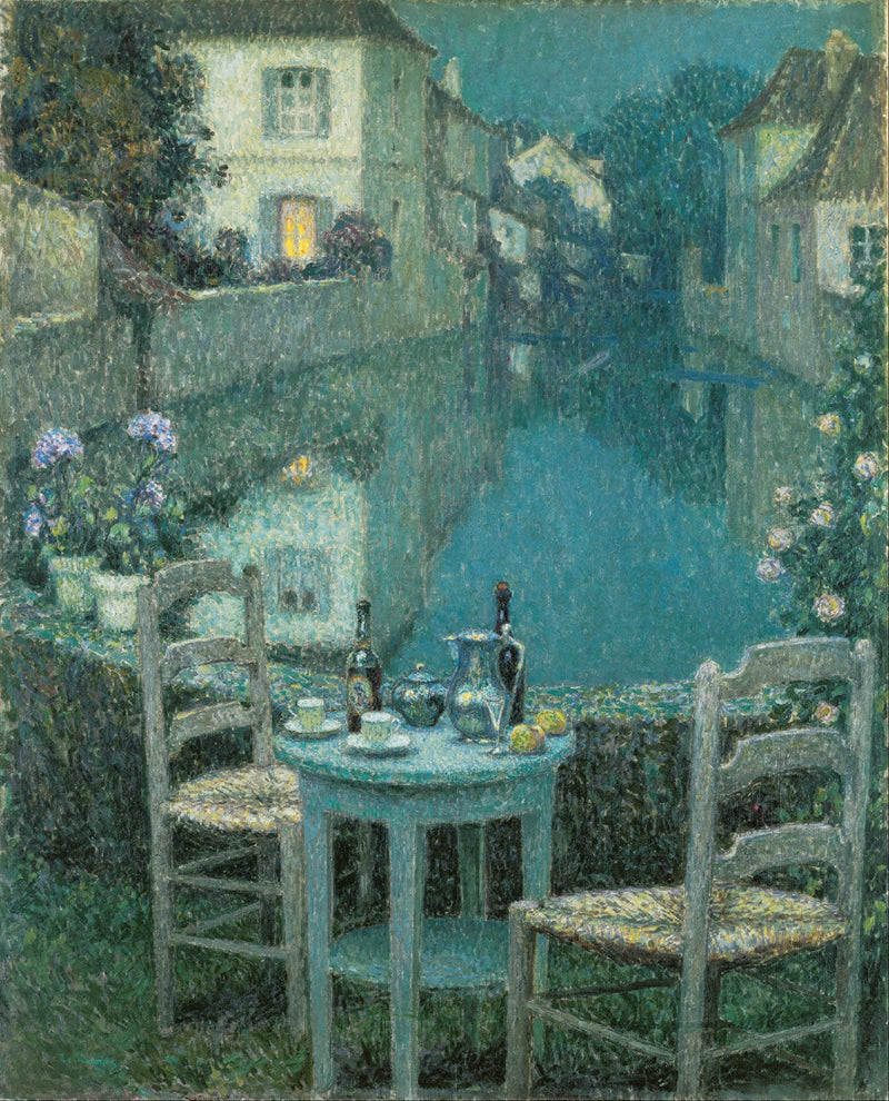 Liten bord i kveldsskyggen - Henri Le Sidaner