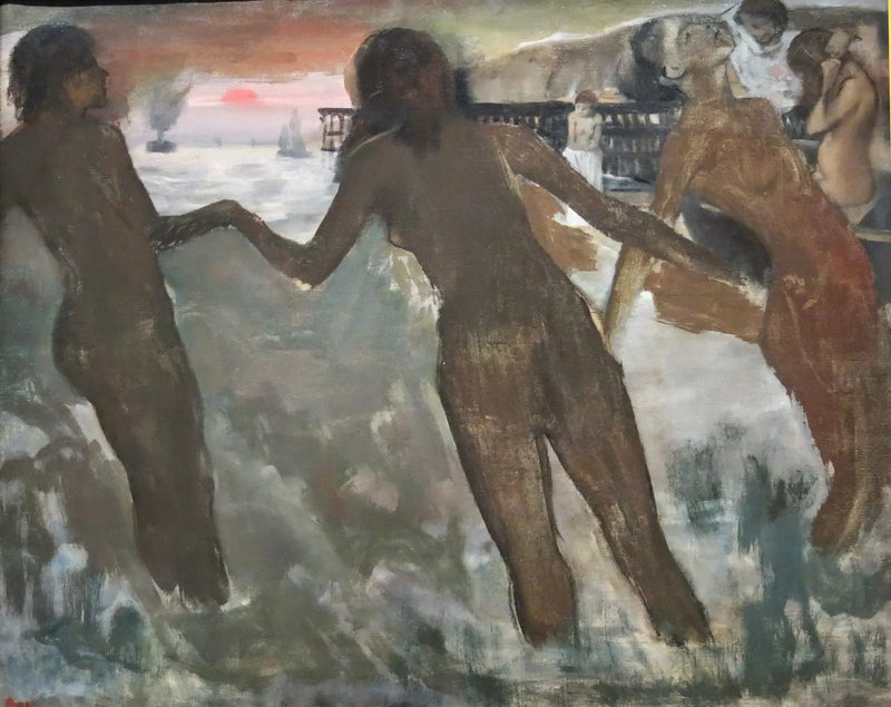 Små bønder som vasker seg i havet mot kvelden - Edgar Degas