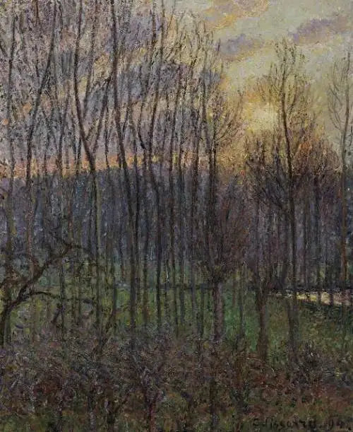 Peupiers ved Éragny, solnedgang - Camille Pissarro