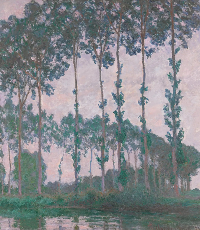 Popler ved bredden av Epte, overskyet vær - Claude Monet