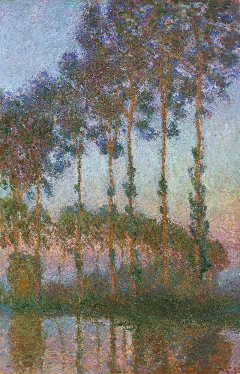 Popler på bredden av Epte, skumring W1296 - Claude Monet